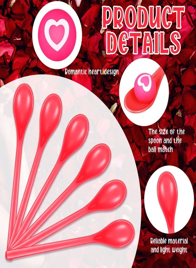 سيفانير مجموعة سيفانر المكونة من 18 مجموعة من ألعاب الكرات والملاعق لعيد الحب للأطفال، سباق تتابع نطاط، ألعاب سباق تتابع لحفلات عيد الحب للأطفال، 18 كرة نطاطة على شكل قلب، 18 ملعقة حمراء، هدايا للحفلات الداخلية والخارجية - Image 3